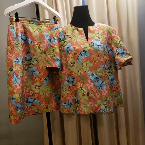 Cynthia Howie Maggy Boutique Skirt Set Silk 14W - Picture 1 of 10